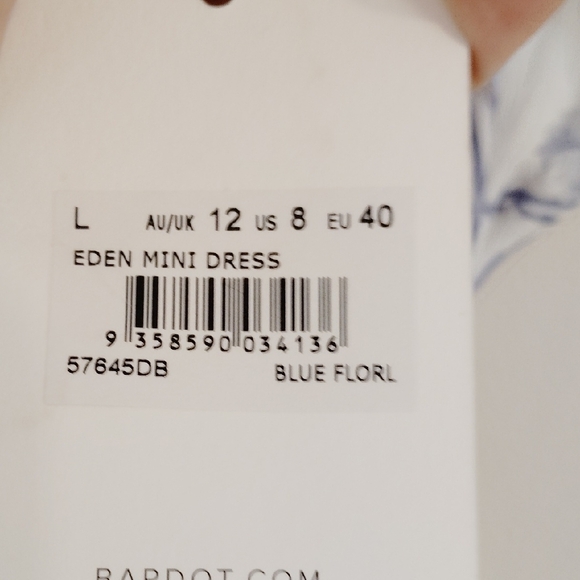 Bardot Backless Floral Dress in White and Purple - Picture 3 of 5